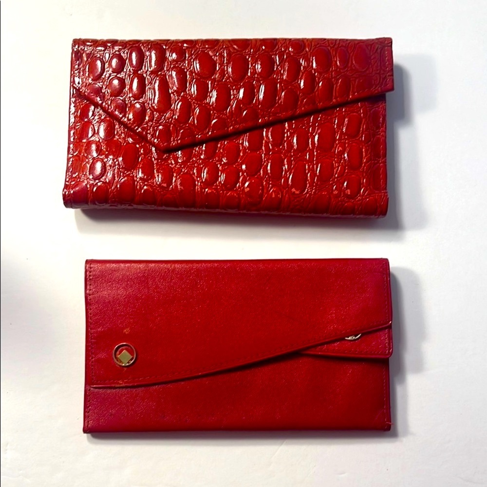 Vintage Red Wallet Set Vintage Elegant Red Crocodile Embossed
